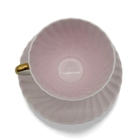 ADDERLEY H12591 Pink Floral Teacup & Saucer Bone China Gold Trim England Vintage - Picture 7 of 11